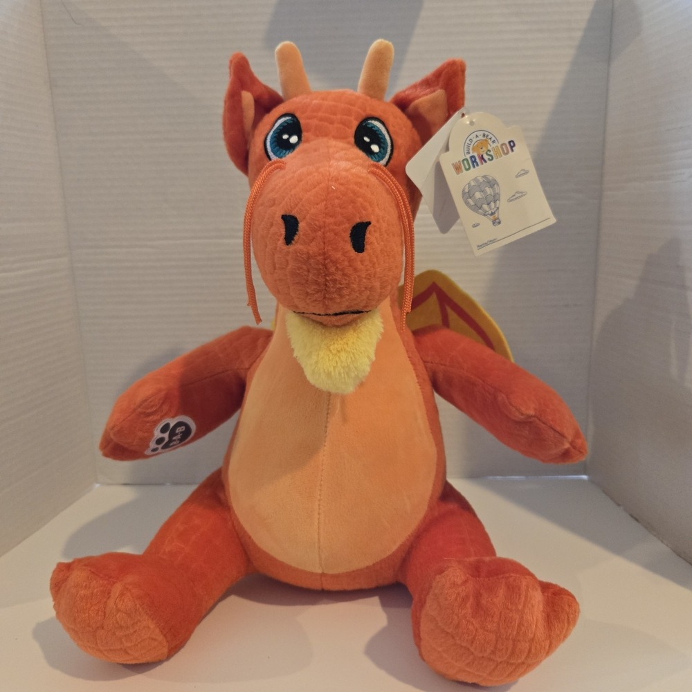 Build A Bear SHANGHAI Dragon Orange Yellow Wings Horns 15" PLUSH STUFFED BAB Nwt